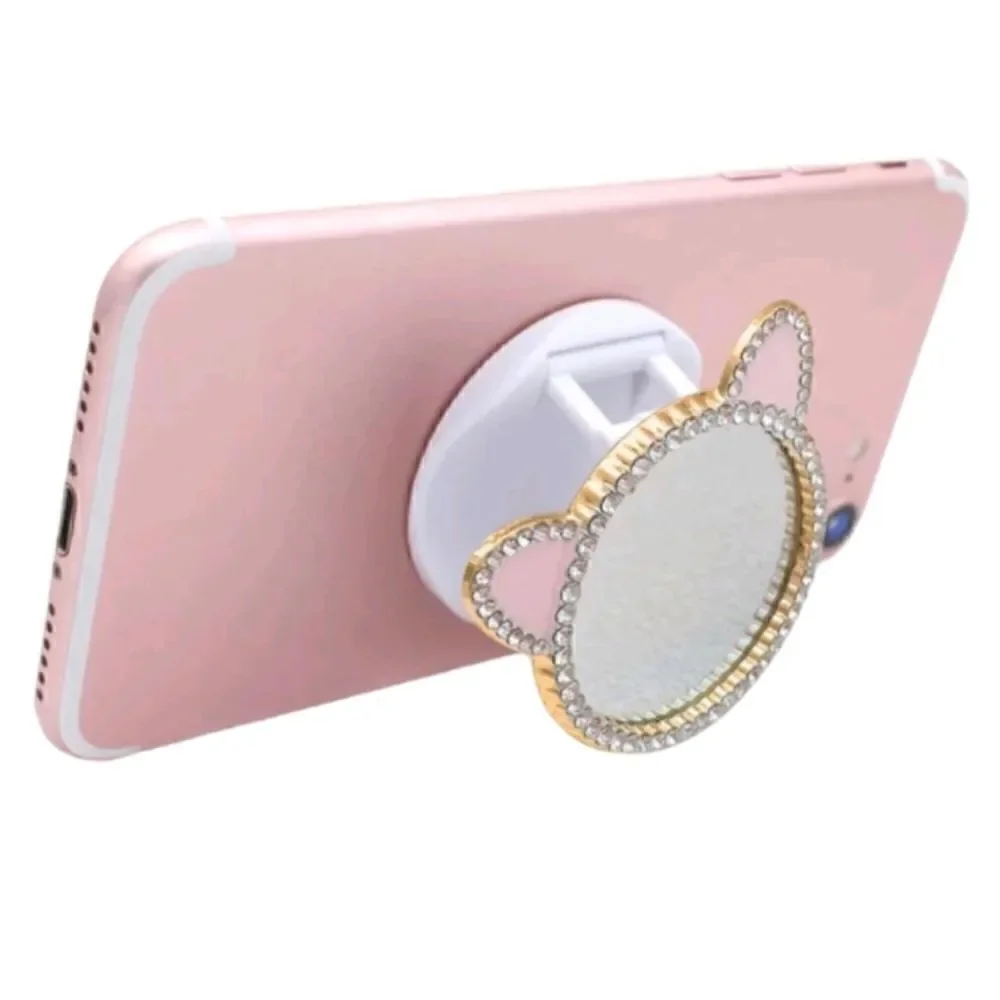 Cat Ears Shape Mirror Phone Clip Grip Holder - Picture 5 of 7